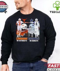 Texas Longhorns on saturdays vs Dallas Cowboys on sundays skyline shirt 1 Texas Longhorns on saturdays vs Dallas Cowboys on sundays skyline shirt