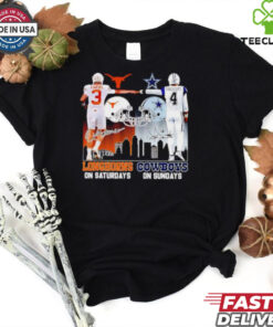 Texas Longhorns on saturdays vs Dallas Cowboys on sundays skyline shirt 2 Texas Longhorns on saturdays vs Dallas Cowboys on sundays skyline shirt