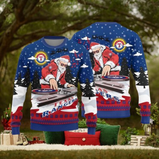 Texas Rangers Christmas Funny DJ Santa New Style Knitted Sweater