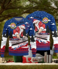 Texas Rangers Christmas Funny DJ Santa Ugly Sweater