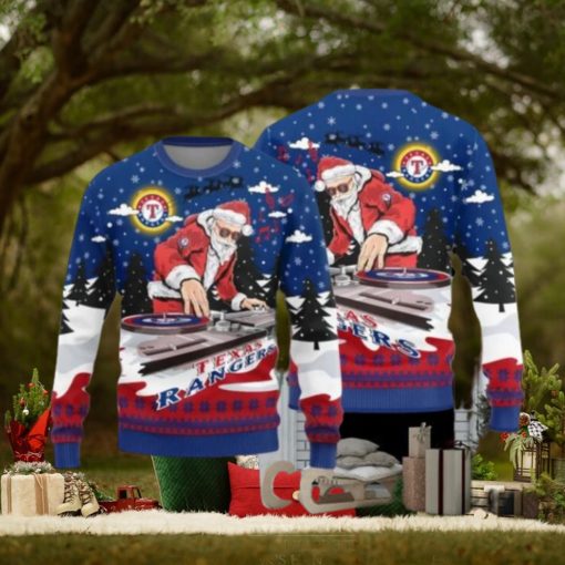 Texas Rangers Christmas Funny DJ Santa Ugly Sweater