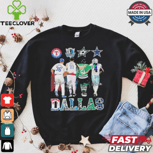 Texas Rangers Dallas Mavericks Dallas Stars Dallas Cowboys Proud State 2024 Signatures Shirt