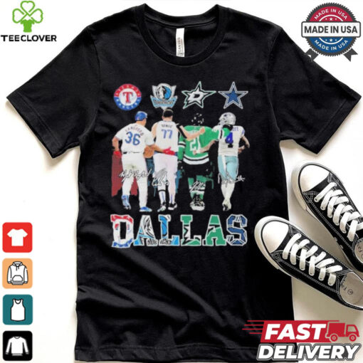 Texas Rangers Dallas Mavericks Dallas Stars Dallas Cowboys Proud State 2024 Signatures Shirt