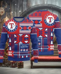 Texas Rangers Logo Knitted Snowflakes Pattern Ugly Christmas Sweater