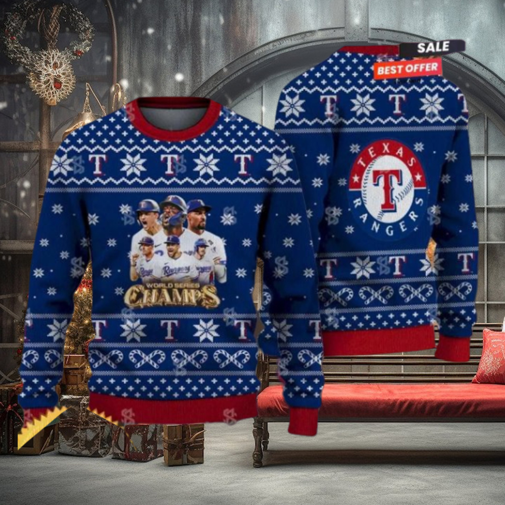 Texas Rangers MLB 2023 World Series Champions Xmas Holiday Ugly Christmas Sweater Texas Rangers MLB 2023 World Series Champions Xmas Holiday Ugly Christmas Sweater