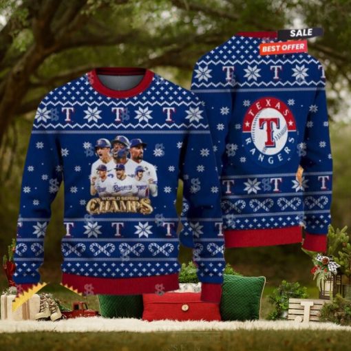Texas Rangers MLB 2023 World Series Champions Xmas Holiday Ugly Christmas Sweater