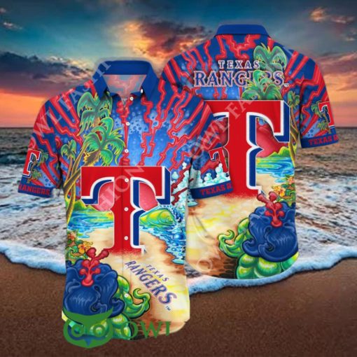 Texas Rangers MLB Hawaiian Shirt Ice Cold Drinkstime Summer Aloha