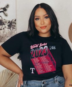 Texas Rangers Majestic Threads 2023 World Series Champions Life Of The Party Tri Blend Roster Shirt