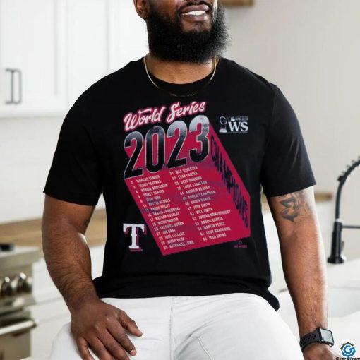 Texas Rangers Majestic Threads 2023 World Series Champions Life Of The Party Tri Blend Roster Shirt