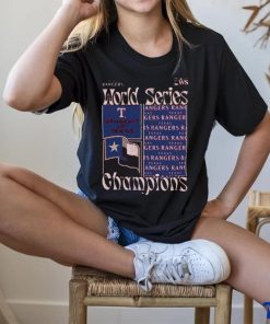 Texas Rangers Majestic Threads 2023 World Series Champions Square Logo T Shirt