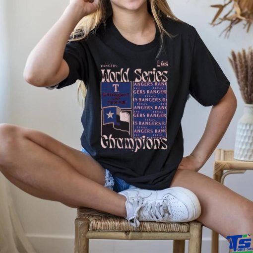 Texas Rangers Majestic Threads 2023 World Series Champions Square Logo T Shirt