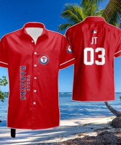 Texas Rangers Personalized Red Jersey Style Hawaiian Shirt