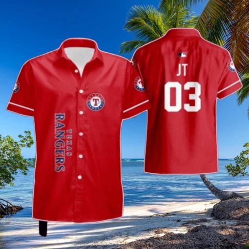 Texas Rangers Personalized Red Jersey Style Hawaiian Shirt