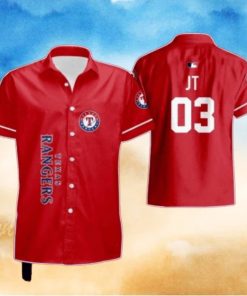 Texas Rangers Personalized Red Jersey Style Hawaiian Shirt