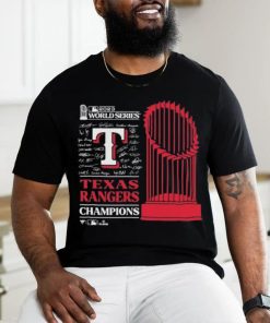Texas Rangers Sport Team 2023 World Series Champions Trophy Signatures shirt