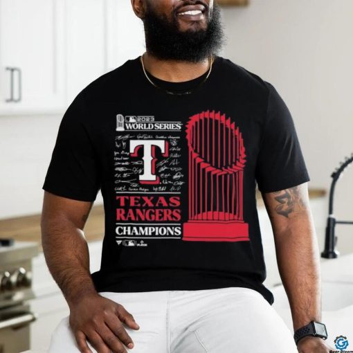 Texas Rangers Sport Team 2023 World Series Champions Trophy Signatures shirt