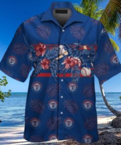 Texas Rangers Tropical Baseball And Palm Hawaiian Shirt