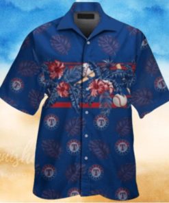 Texas Rangers Tropical Baseball And Palm Hawaiian Shirt