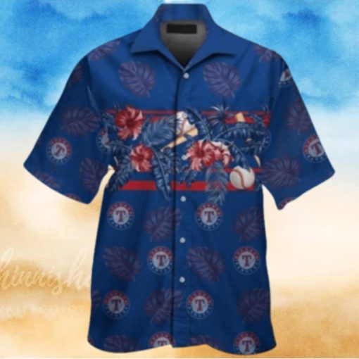 Texas Rangers Tropical Baseball And Palm Hawaiian Shirt