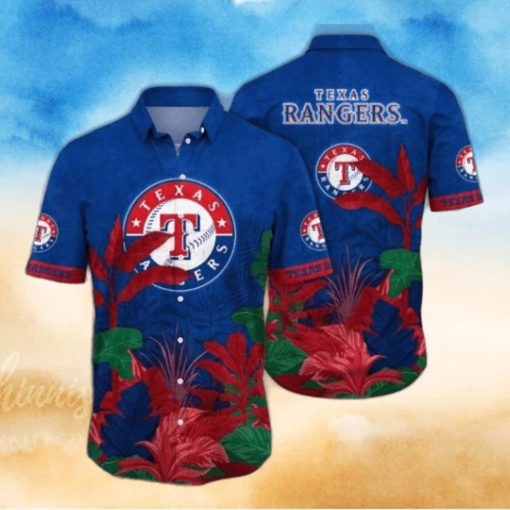 Texas Rangers Tropical Foliage Customizable Hawaiian Shirt