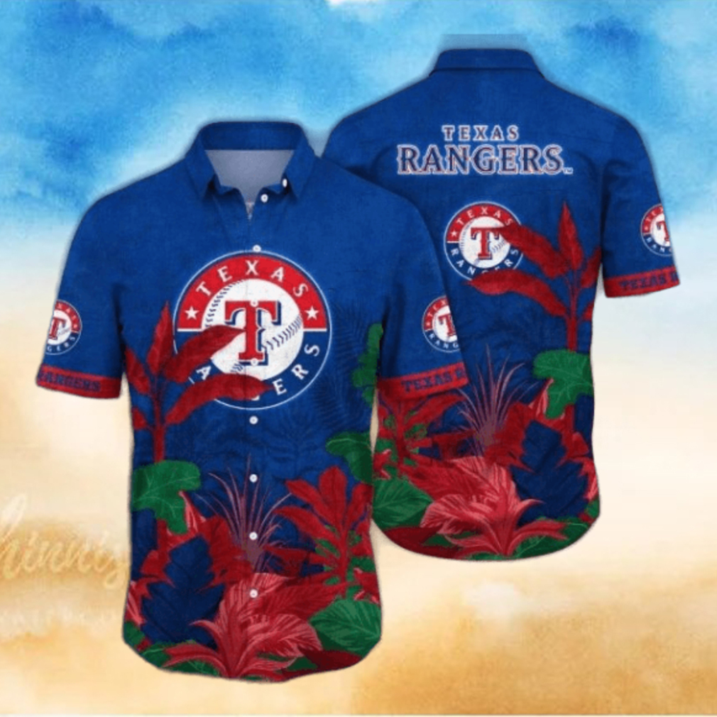Texas Rangers Tropical Foliage Customizable Hawaiian Shirt Texas Rangers Tropical Foliage Customizable Hawaiian Shirt