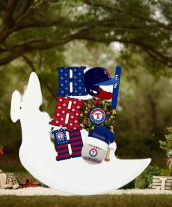 Texas Rangers ho ho ho helmet wreath logo santa ball Christmas ornament