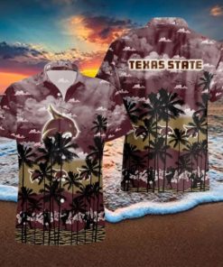 Texas State Bobcats Ncaa Summer Button Up Hawaiian Shirt For Mens Womens