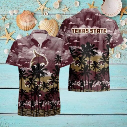 Texas State Bobcats Ncaa Summer Button Up Hawaiian Shirt For Mens Womens