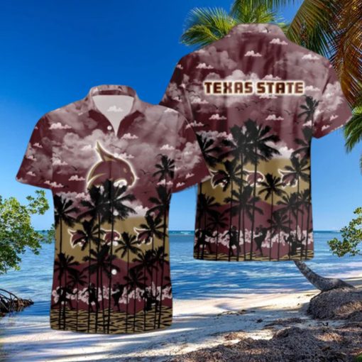 Texas State Bobcats Palms Tree Hawaiian Shirt