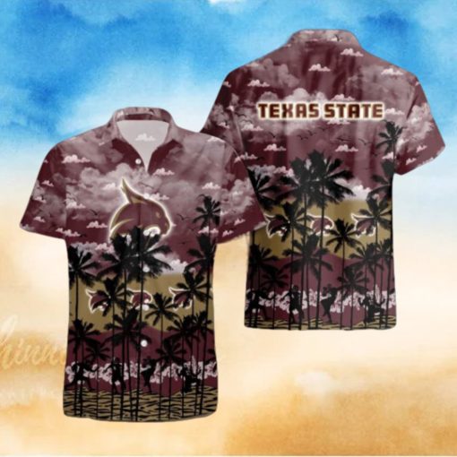 Texas State Bobcats Palms Tree Hawaiian Shirt