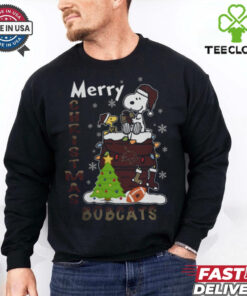 Texas State Bobcats Snoopy And Woodstock Merry Christmas Shirt