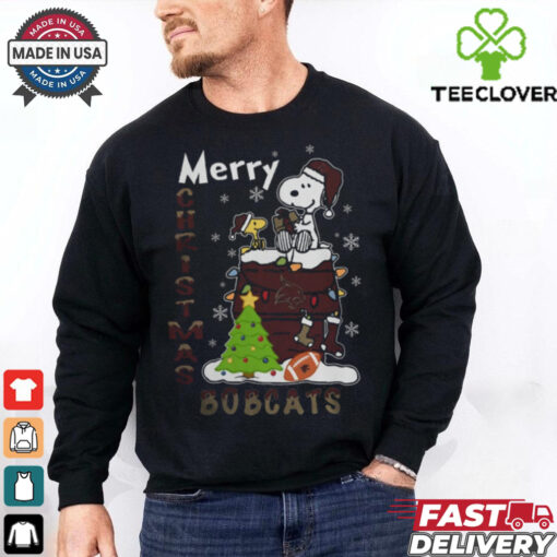 Texas State Bobcats Snoopy And Woodstock Merry Christmas Shirt