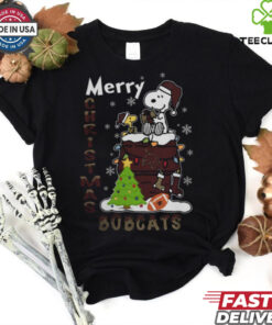 Texas State Bobcats Snoopy And Woodstock Merry Christmas Shirt