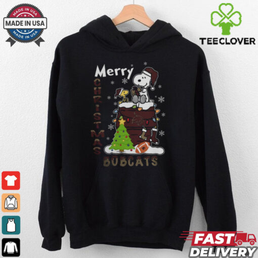 Texas State Bobcats Snoopy And Woodstock Merry Christmas Shirt
