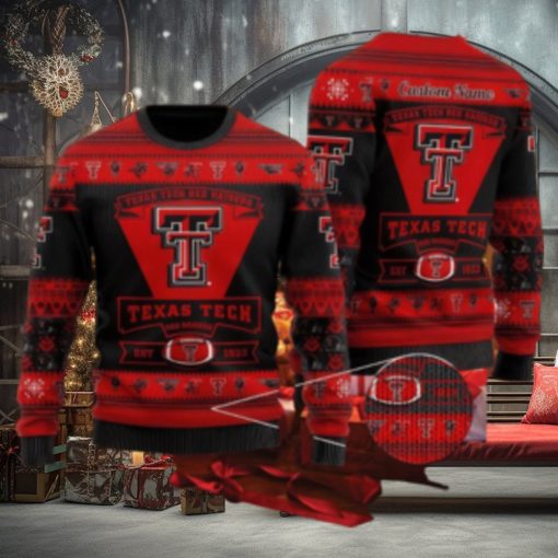 Texas Tech Red RaidSan Francisco 49ers Football Team Logo Ugly Christmas Sweater AOP Retail Custom Name