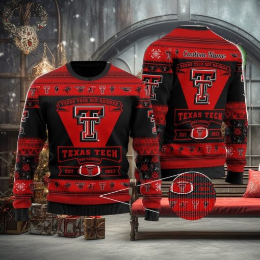 Texas Tech Red Raiders Football Team Logo Personalized Ugly Christmas Sweater Christmas Gift For Big Fans