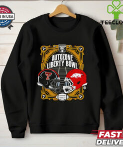 Texas Tech vs Arkansas 66th AutoZone Liberty Bowl 2024 Head to Head Shirt, featuring bold graphics highlighting the matchup between the two teams. Perfect for fans gearing up for this exciting bowl game showdown.