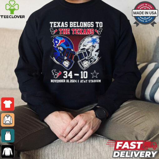 Texas belongs to the Texans November 18 2024 Texans vs Cowboys score Christmas shirt