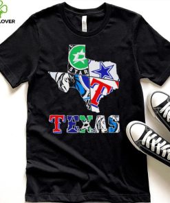 Texas city 4 team sports logo map shirt