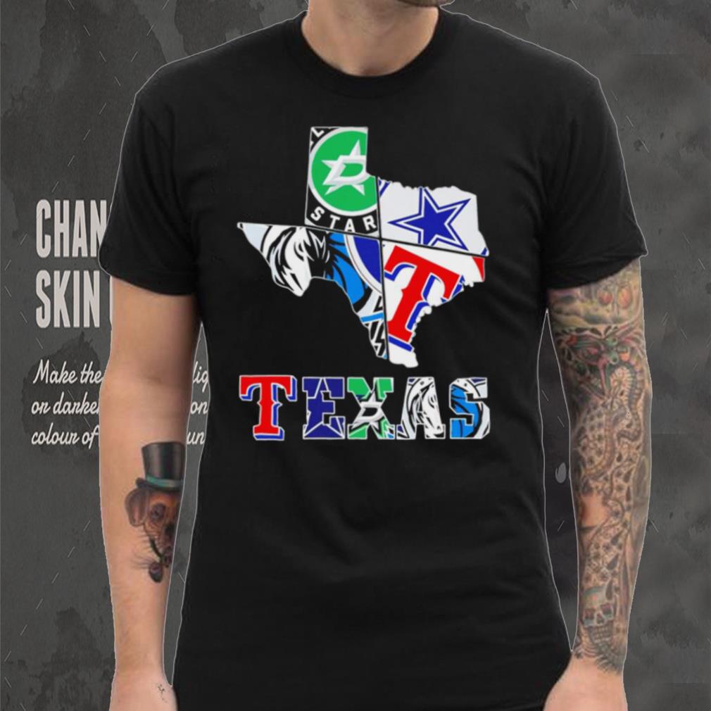 Texas city 4 team sports logo map shirt Texas city 4 team sports logo map shirt