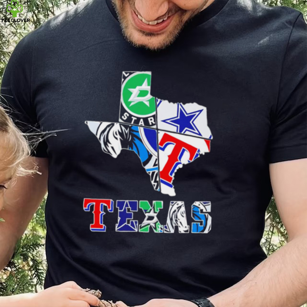 Texas city 4 team sports logo map shirt Texas city 4 team sports logo map shirt