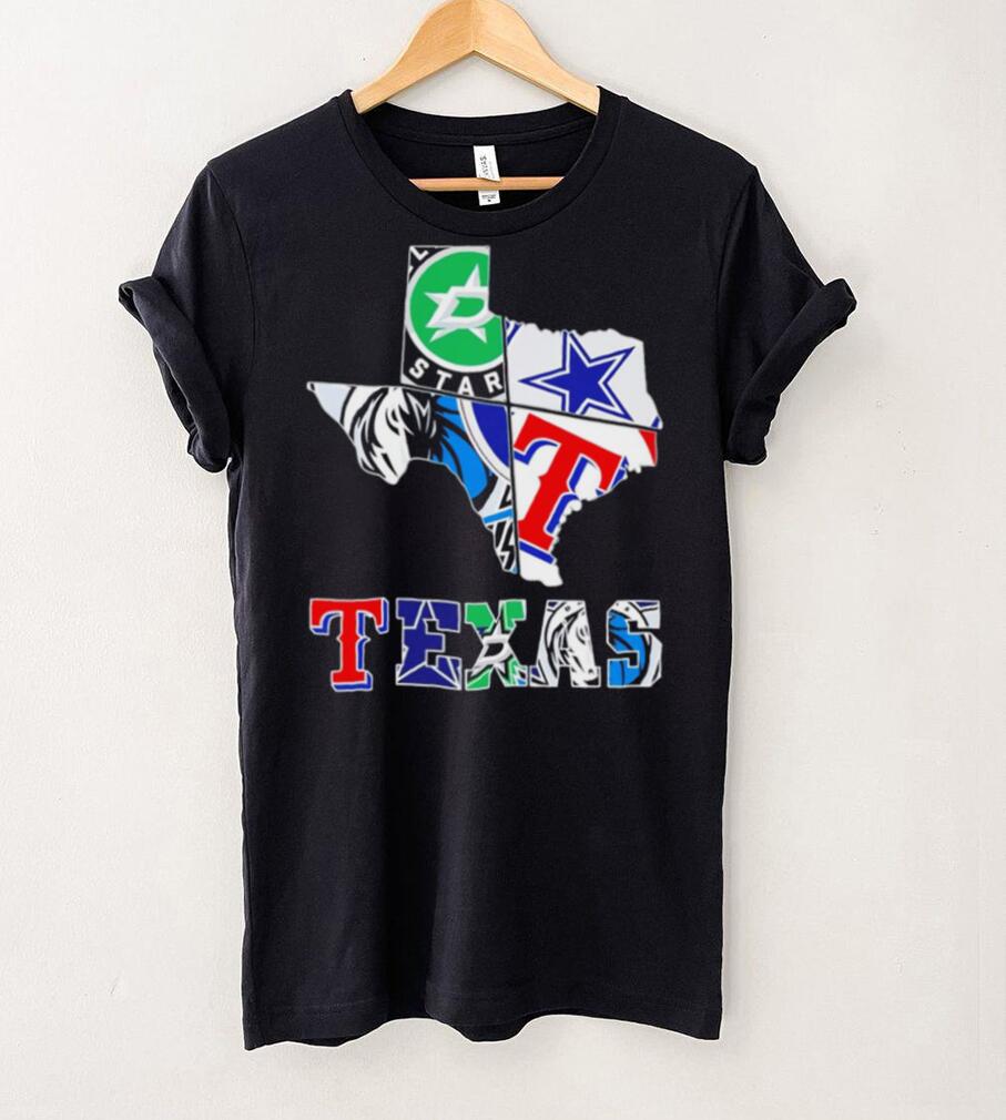 Texas city 4 team sports logo map shirt Texas city 4 team sports logo map shirt