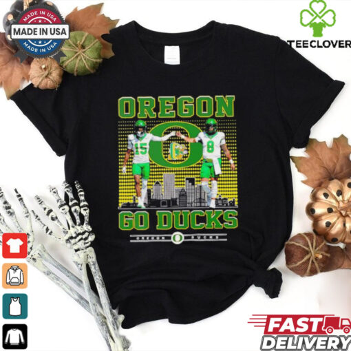 Tez Johnson vs Dillon Gabriel Oregon Ducks go Ducks city skyline shirt