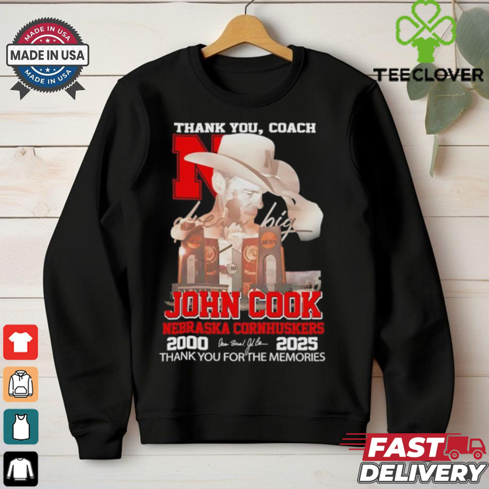 Thank You Coach John Cook Nebraska Cornhuskers 2000 2025 thank you for the memories signature shirt Thank You Coach John Cook Nebraska Cornhuskers 2000 2025 thank you for the memories signature shirt