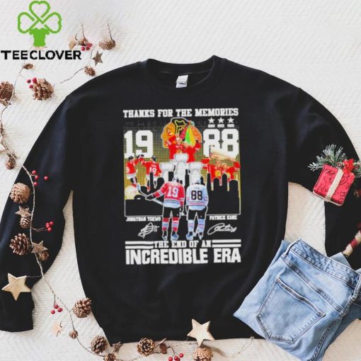 Thank You For Memories 19 Jonathan Toews And 88 Patrick Kane The End Of An Incredible Era Shirt