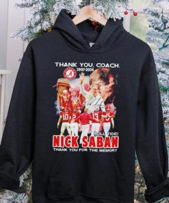 Thank you coach 2007 2024 Nick Saban thank you for the memory signature hoodie, sweater, longsleeve, shirt v-neck, t-shirt