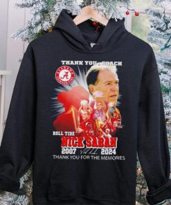 Thank you coach Nick Saban roll tide 2007 2024 thank you for the memories signature hoodie, sweater, longsleeve, shirt v-neck, t-shirt