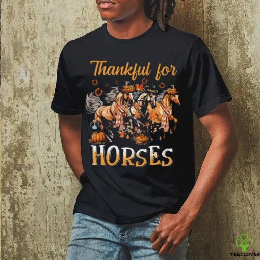 Thankful For Horses Horses With Autumn Hats Thanksgiving Horse Classic T Shirt