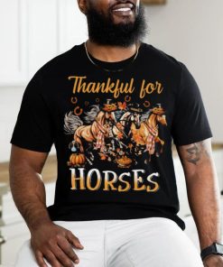 Thankful For Horses Horses With Autumn Hats Thanksgiving Horse Classic T Shirt