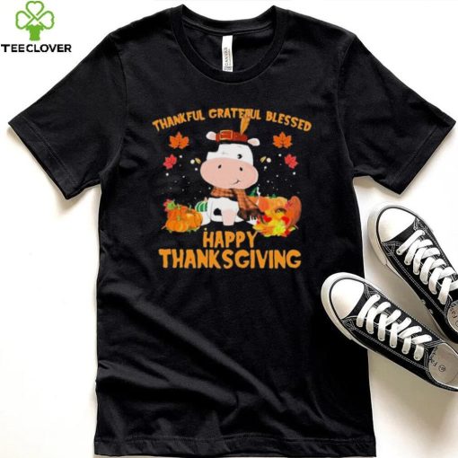 Thankful Grateful Blessed Cow Happy Thanksgiving Shirt